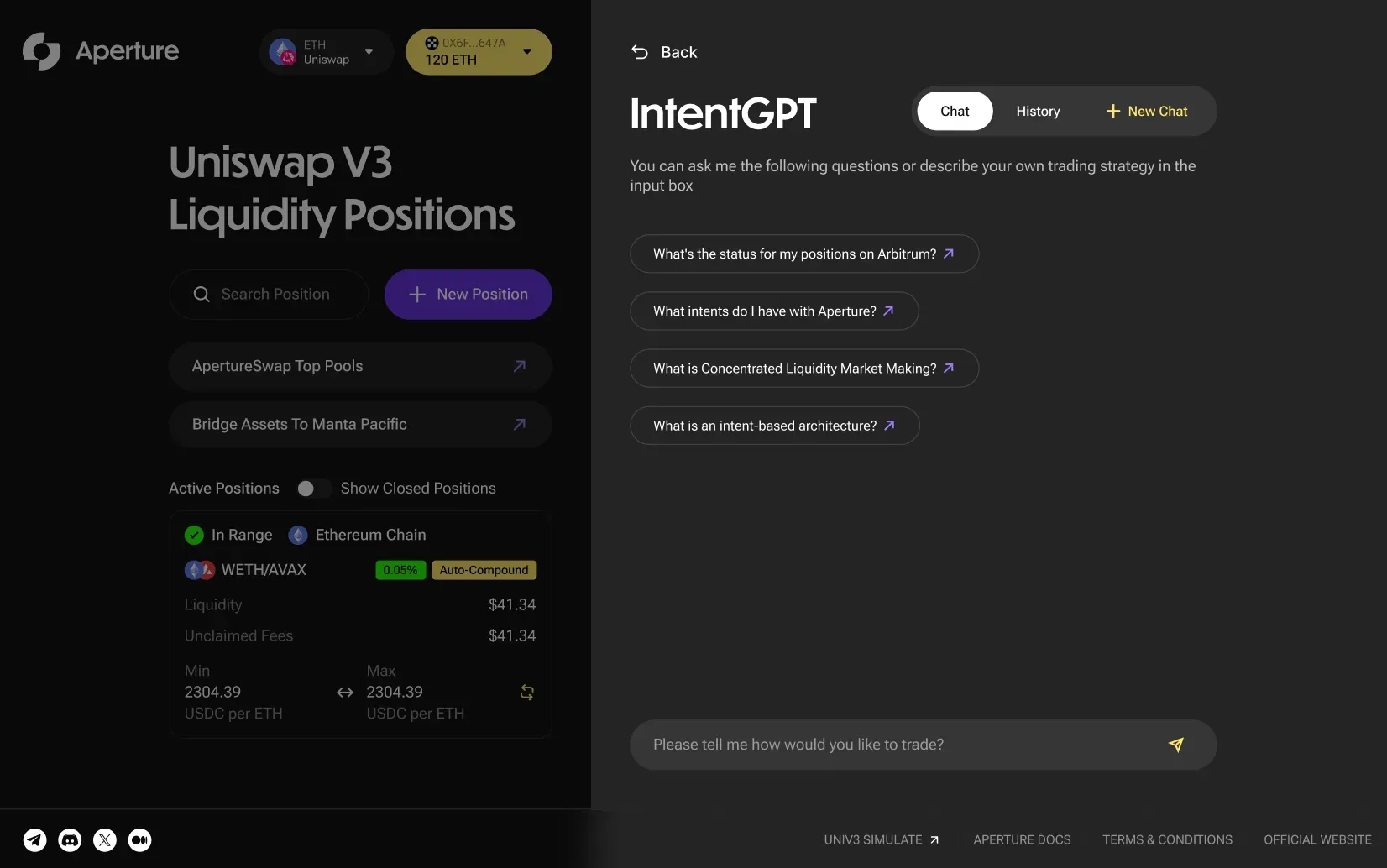 aperture finance intent ui