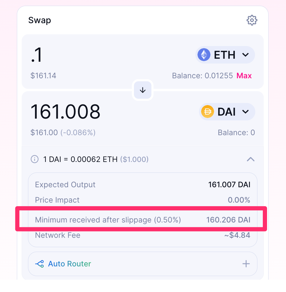 uniswap exchange interface