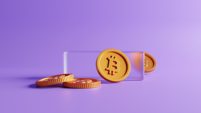 3d render bitcoin behind glass