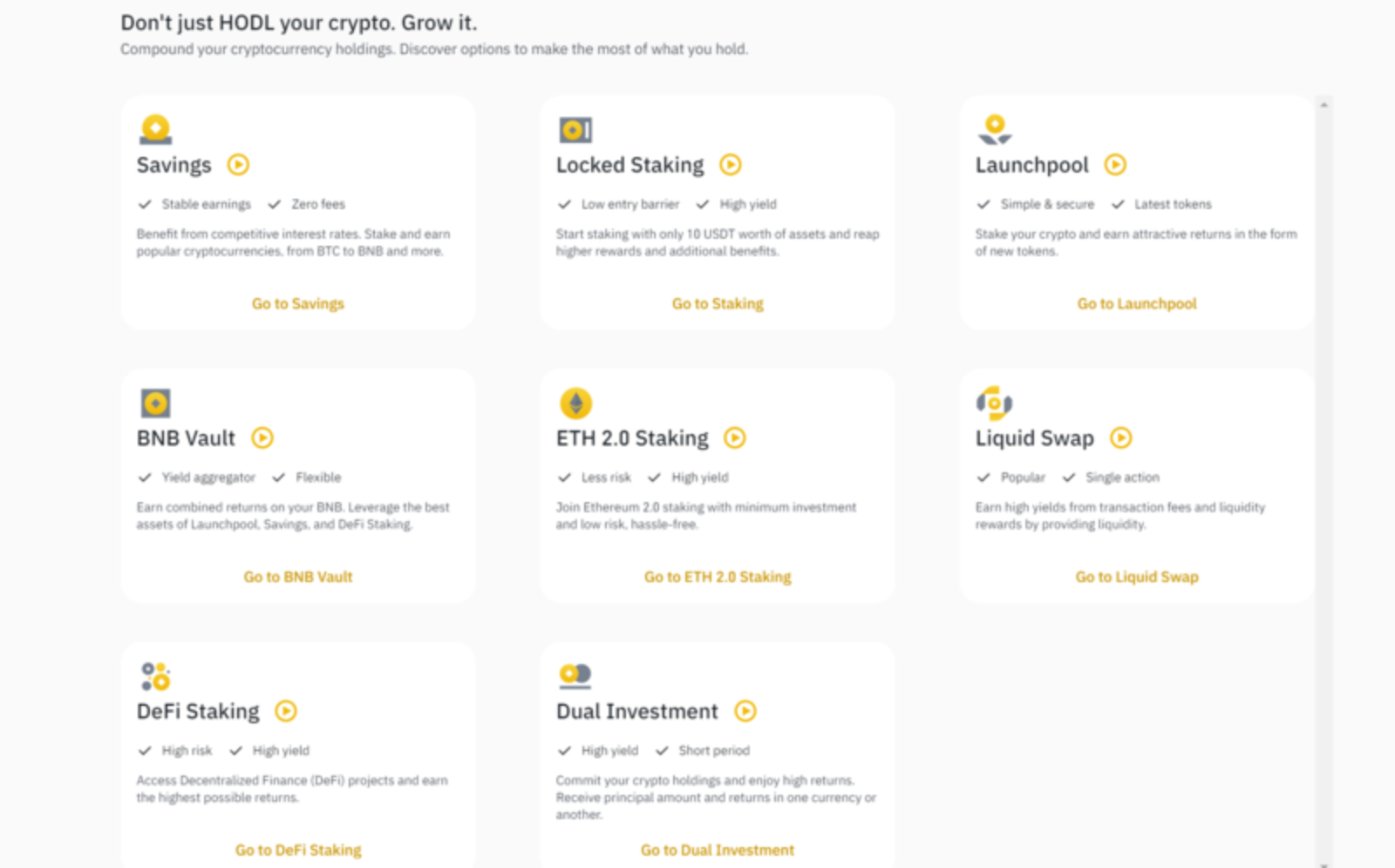 binance passive income products