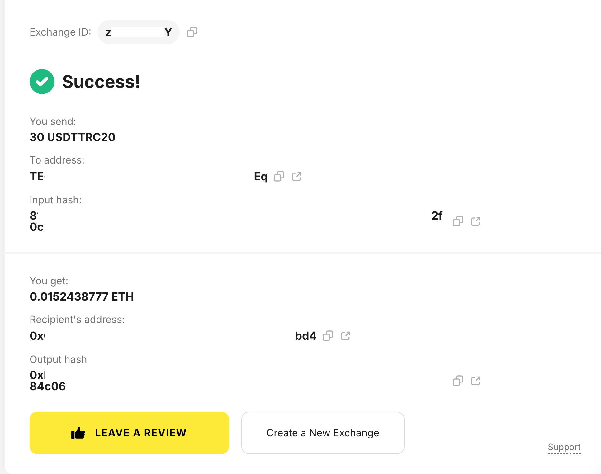 stealthex end result window