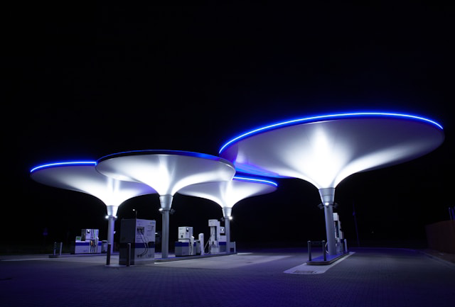futuristic gas station holland