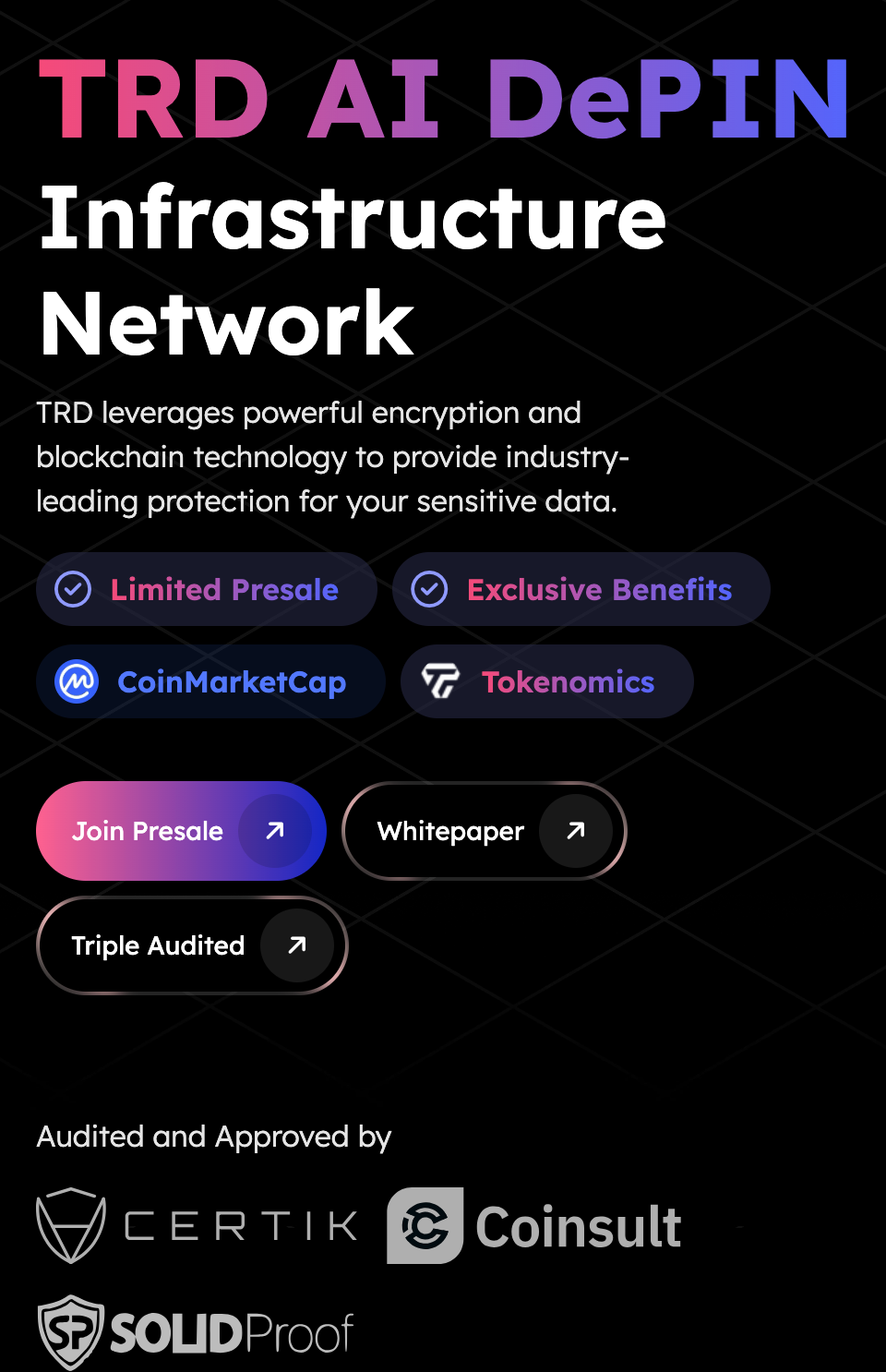 trd presale site page header