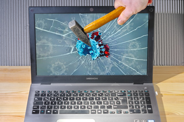 malware behind laptop screen
