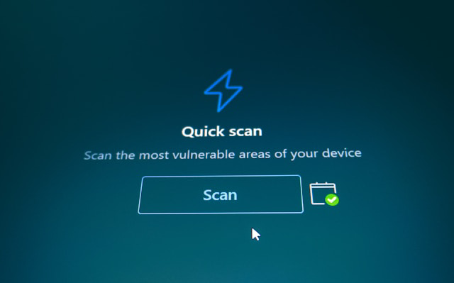 quick scan antivirus interface