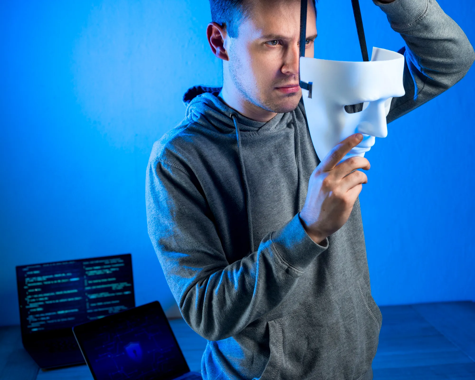 hacker with mask impersonation