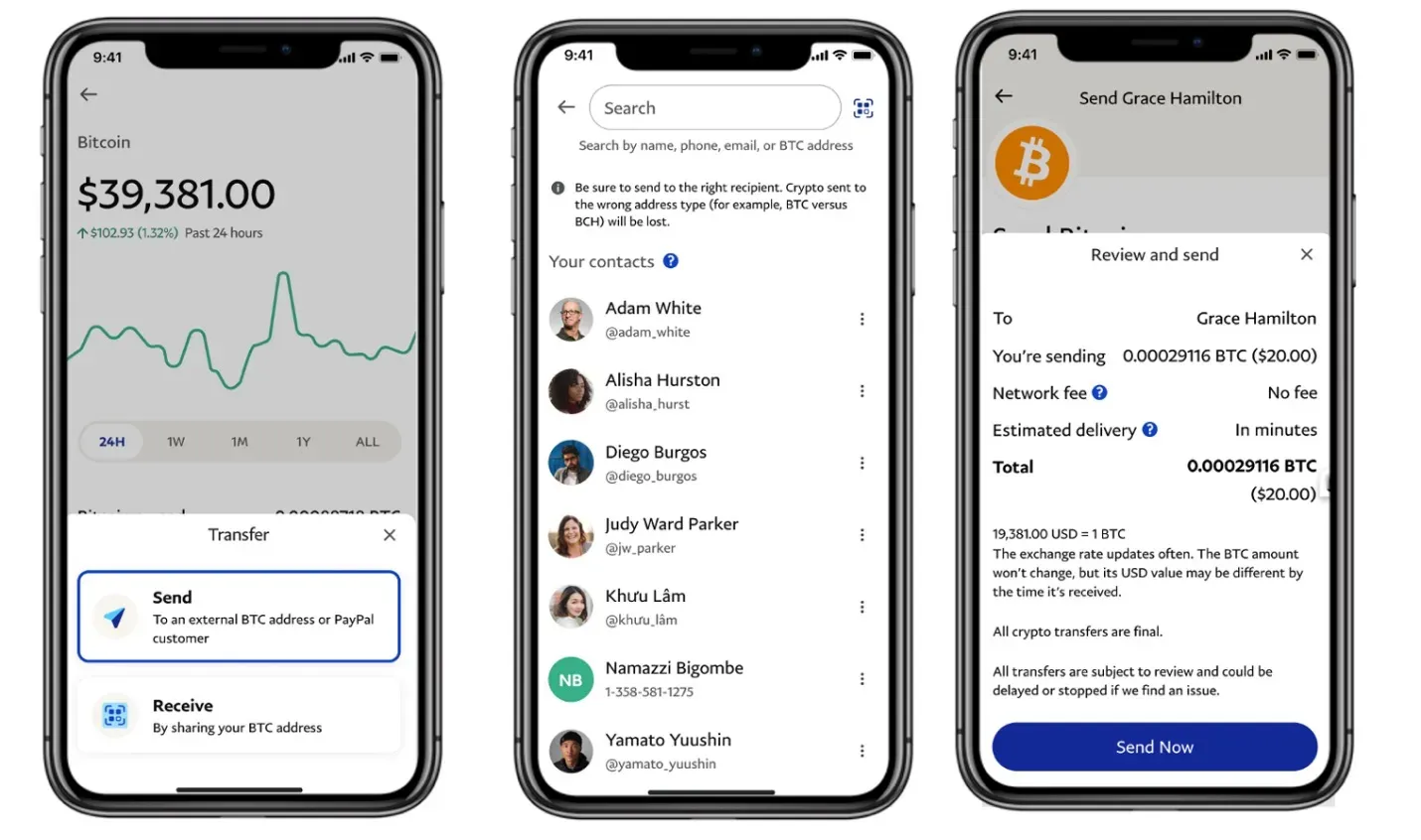 send crypto from paypal