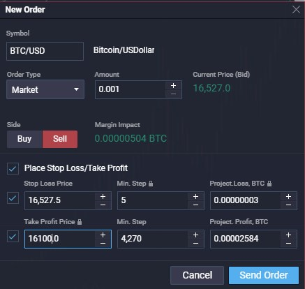 trading platform interface order setup