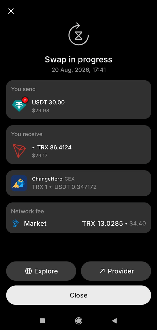 tangem app swap details