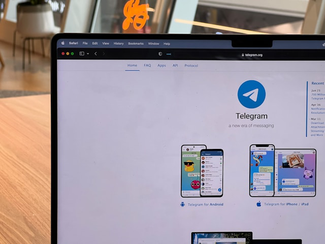telegram home page on laptop screen
