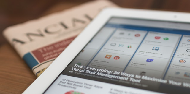 tablet with newspaper