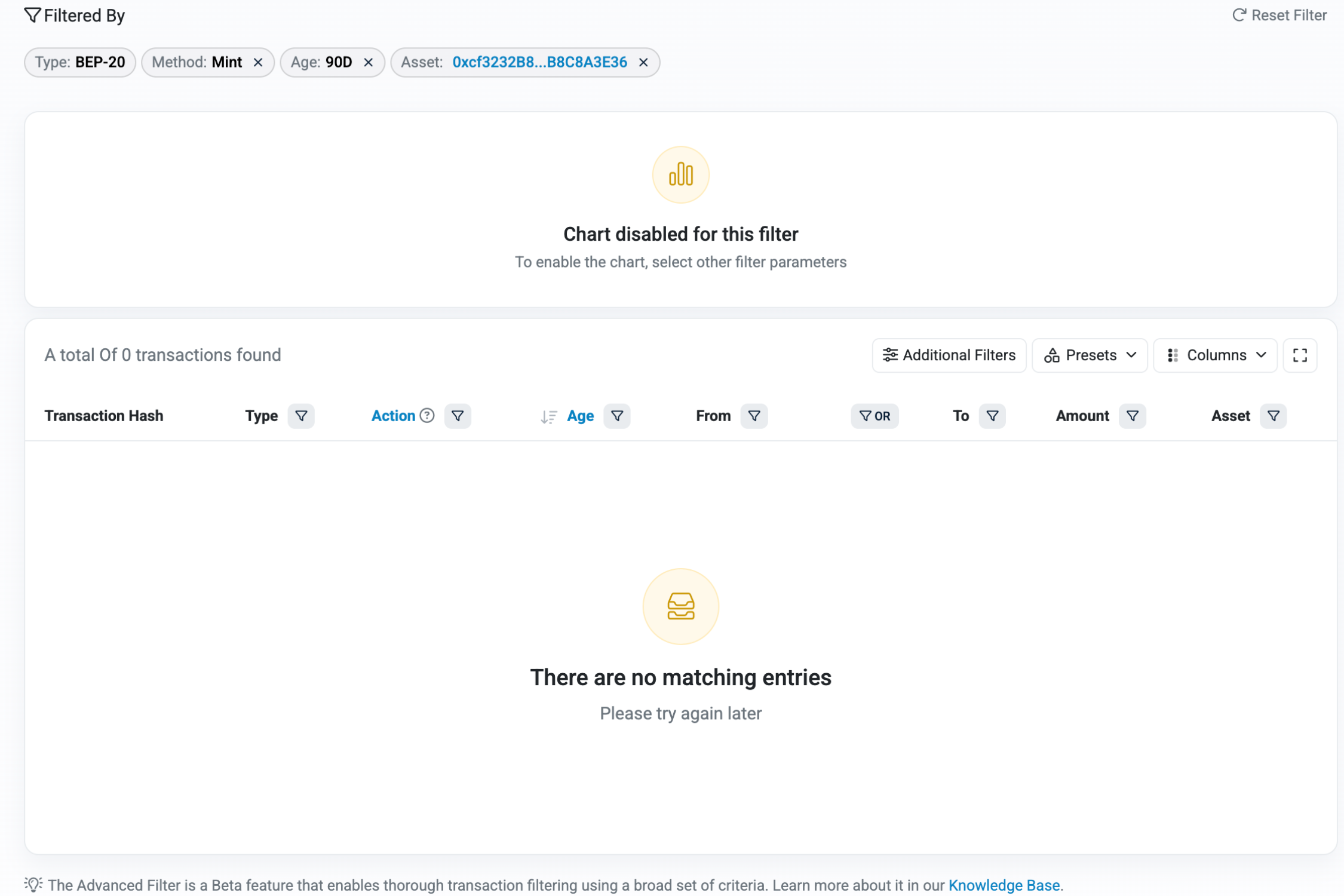 bscscan beat token advanced search
