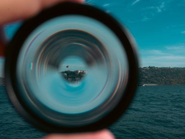 island viewed through a camera lens