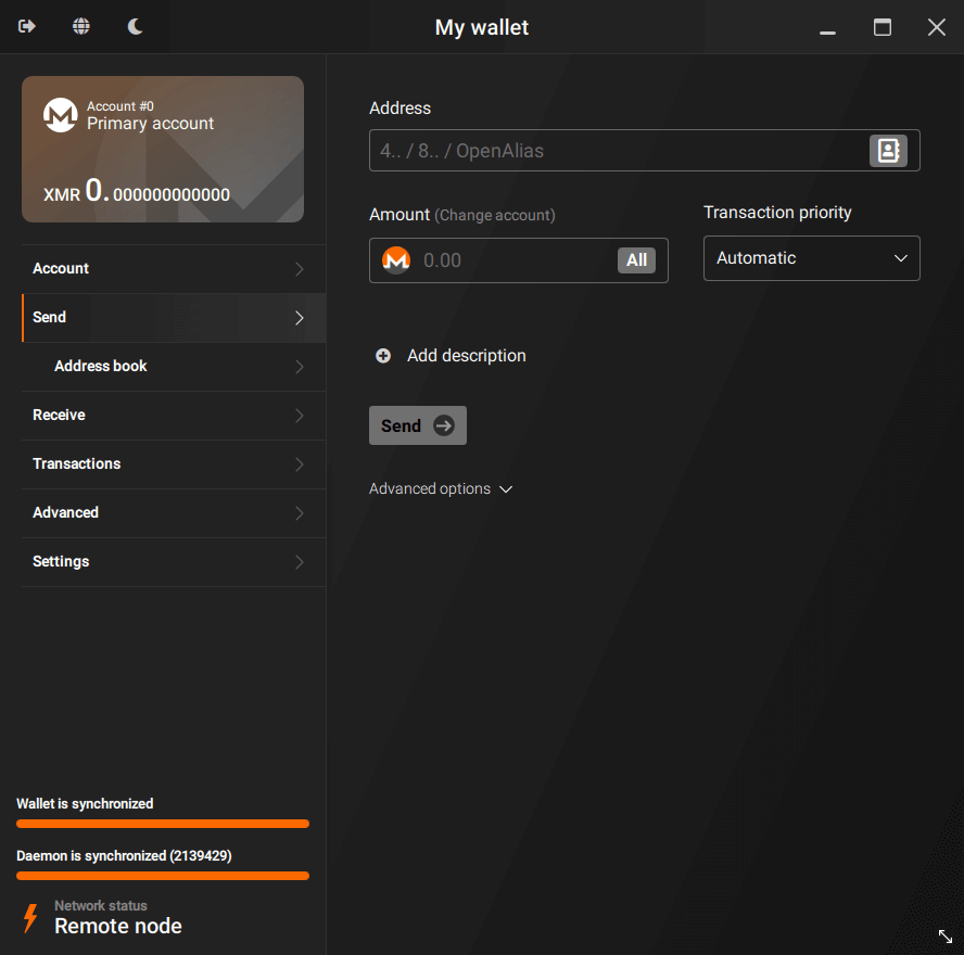 monero gui interface
